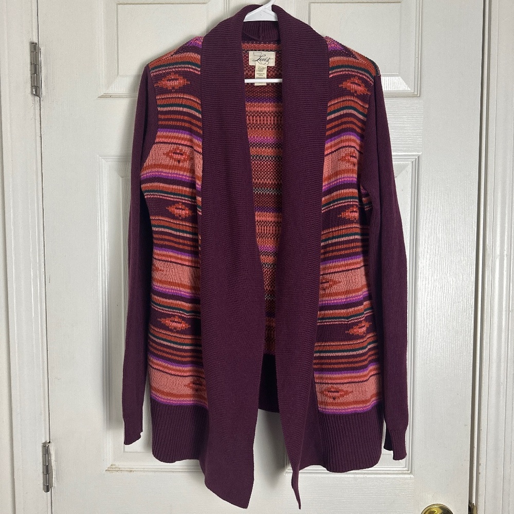 ! Levi's Burgundy Fall Western Aztec 100% Cotton Pocket Cardigan Women Size XS